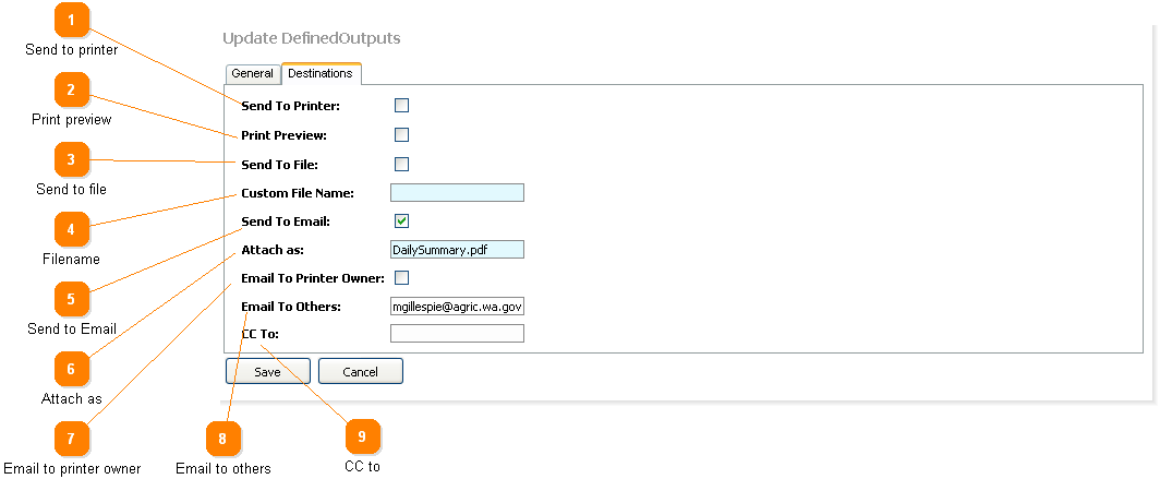 Edit outputs (Destinations)